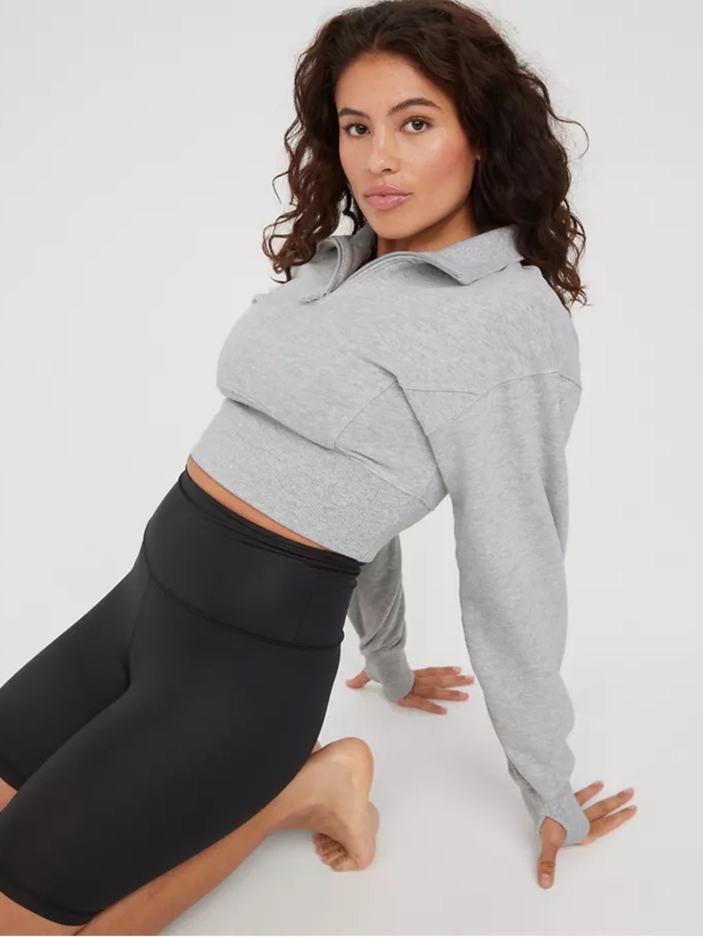 OFFLINE By Aerie Throw-Back Corset Cropped Quarter Zip - Picture 5 of 9